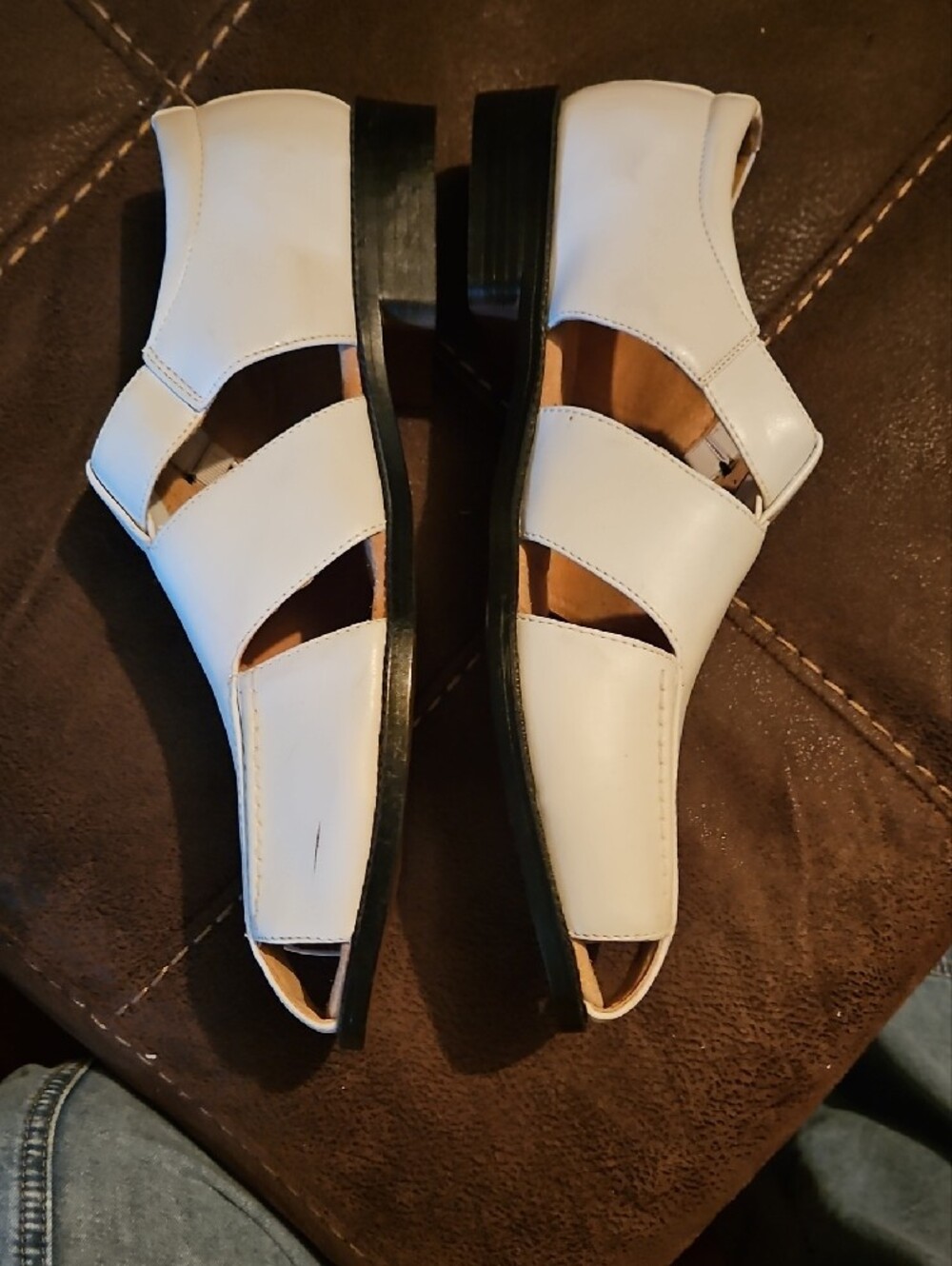 Stacy Adams White Leather Fisherman-Style Slip-Ons Sandal 10M - Picture 6 of 17